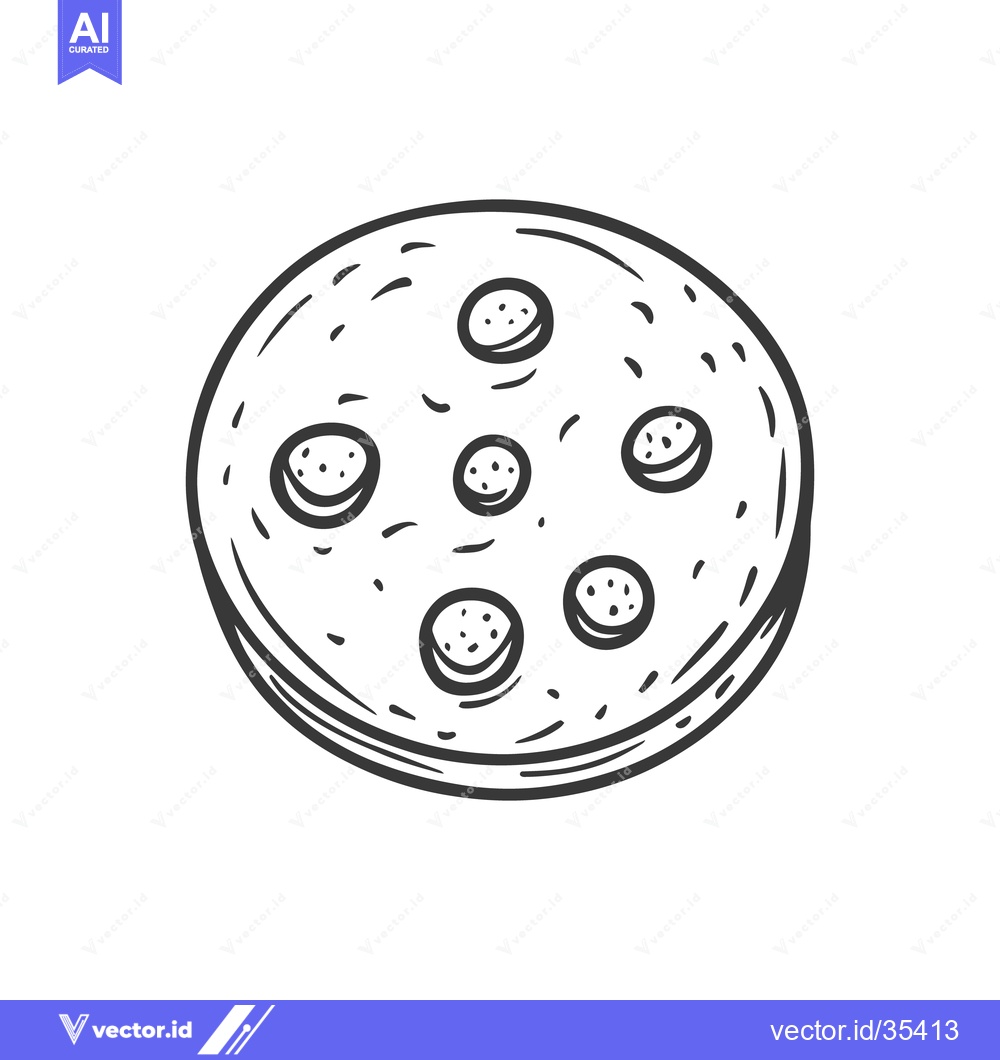 Premium Vector dari A round pizza with many round toppings is depicted