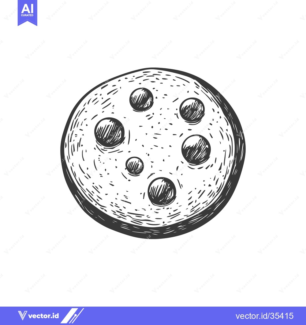 Premium Vector dari A circular graphic illustrating a textured cookie with dark inclusions