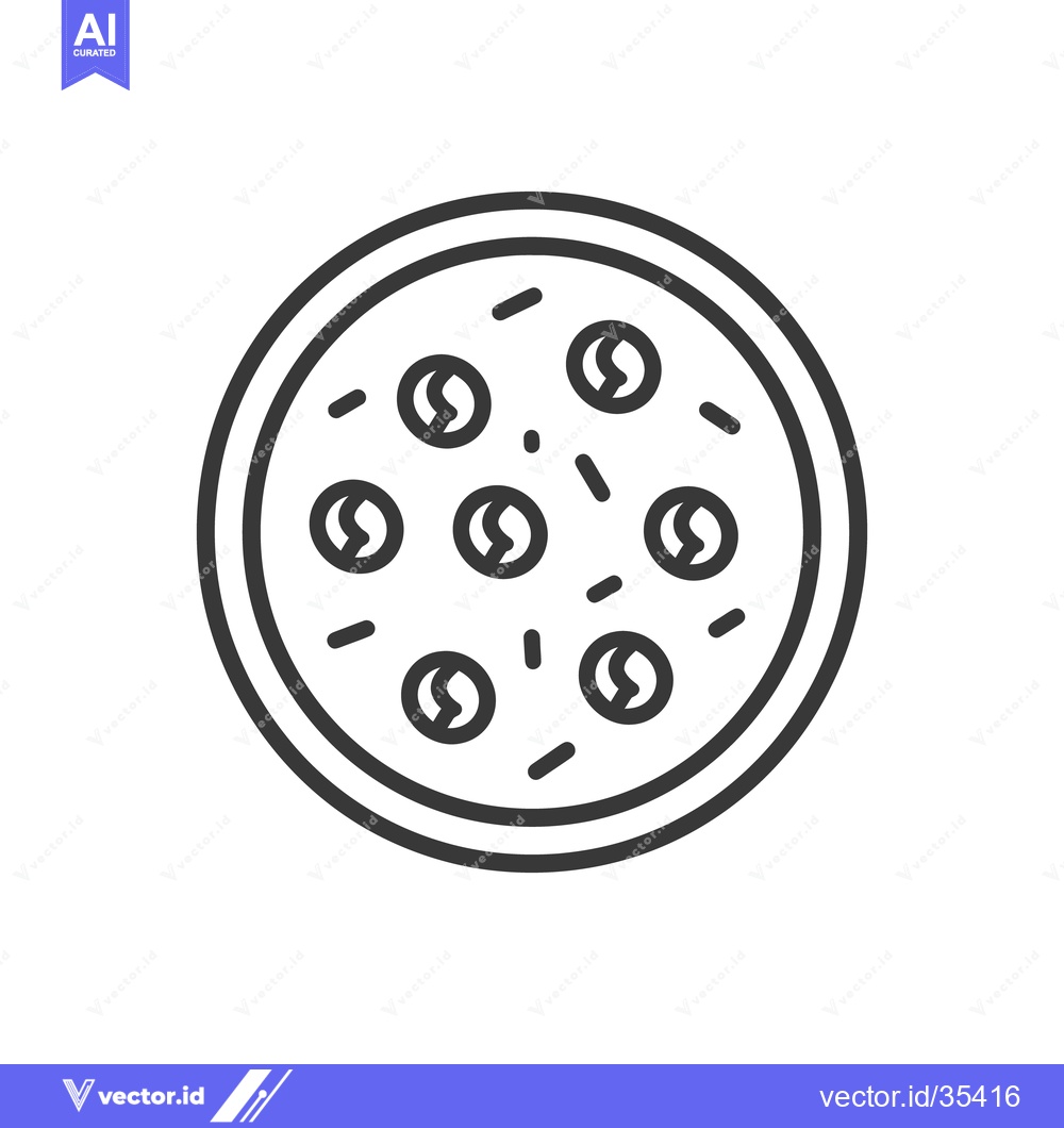 Premium Vector dari A simple line drawing of a circular pizza on a plain background