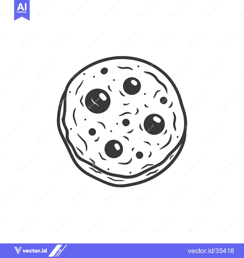 Premium Vector of Black and white illustration depicts a round flat food item