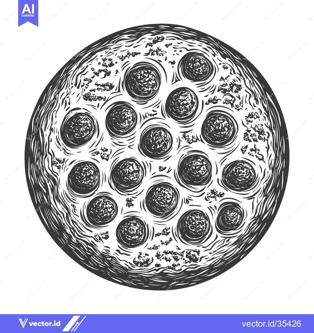Premium Vector of A Top View of a Meatball Pizza