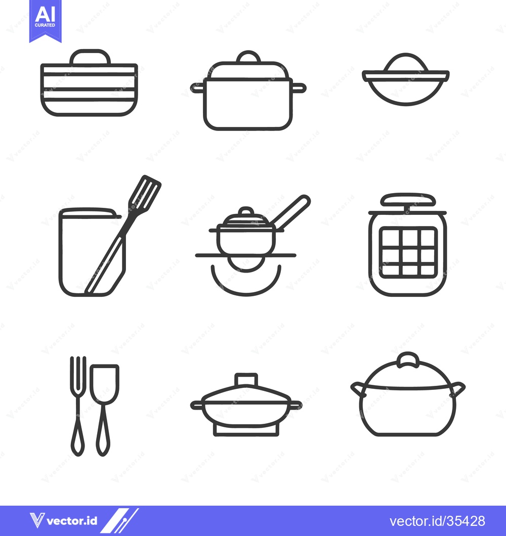 Premium Vector of Collection of kitchen utensils and cooking tools illustrated in line a
