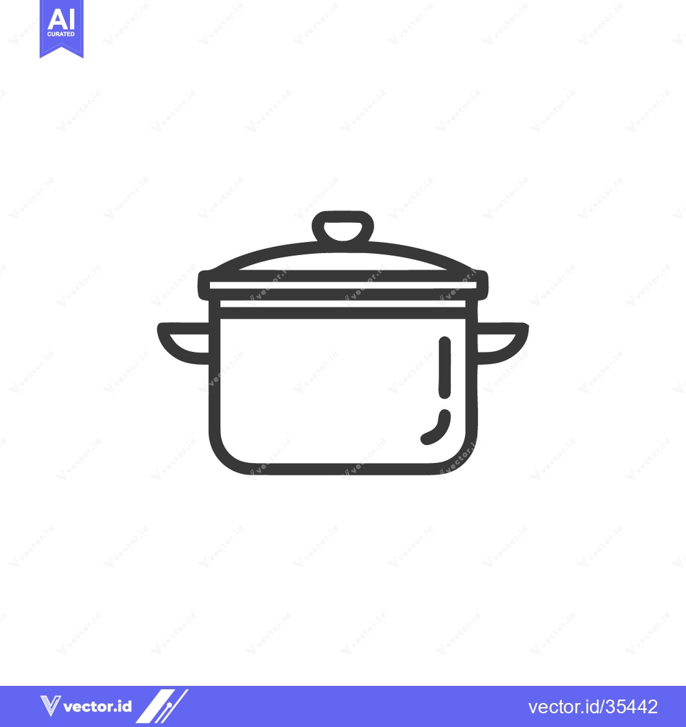 Premium Vector dari Minimalist Line Art: Covered Cooking Pot Icon on White Background
