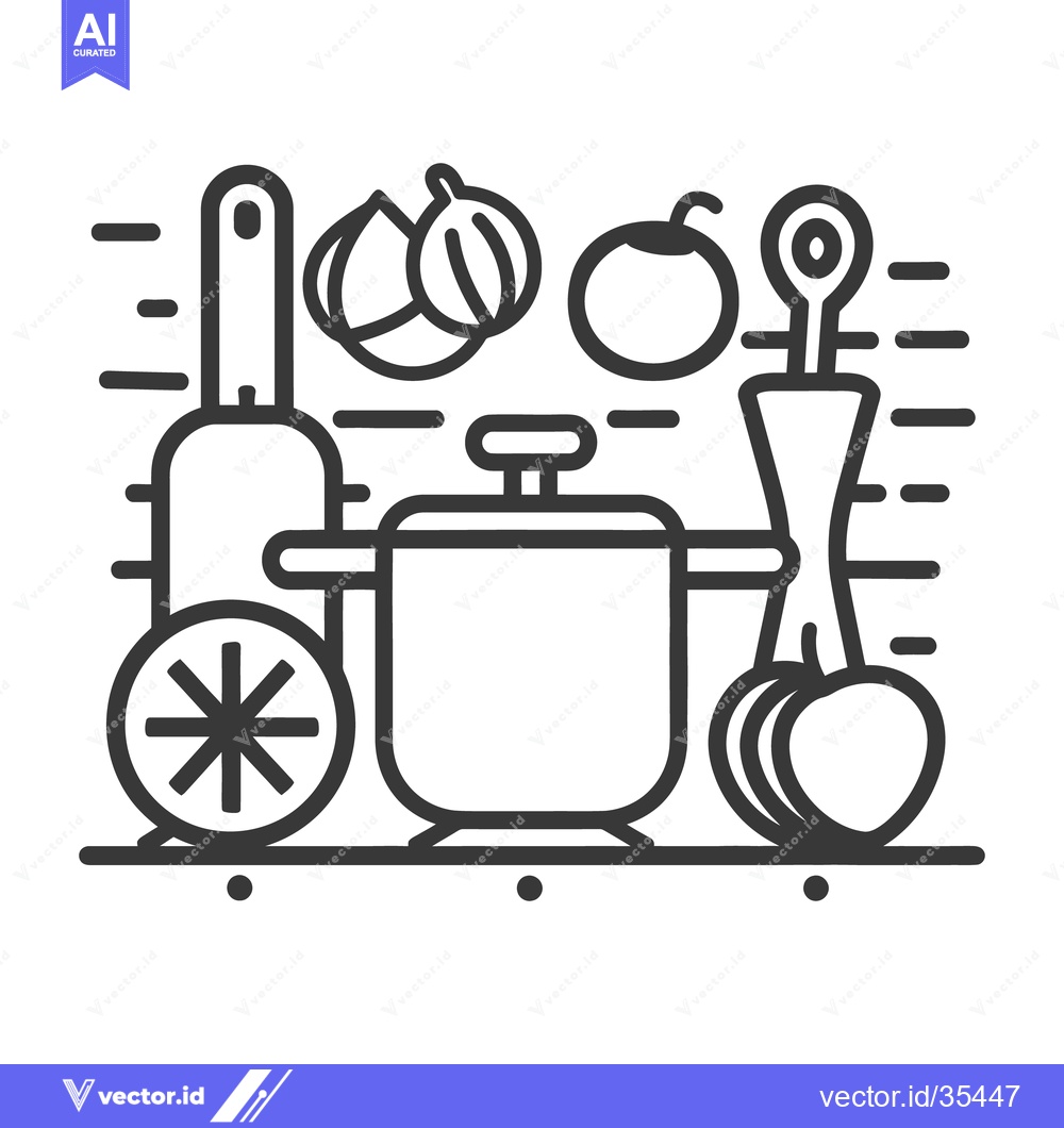 Premium Vector dari Kitchen cooking tools and ingredients depicted in an illustrated desig