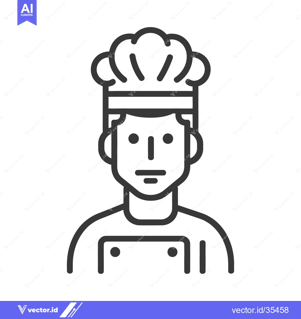 Premium Vector dari A simple illustration depicting a chef wearing a tall hat