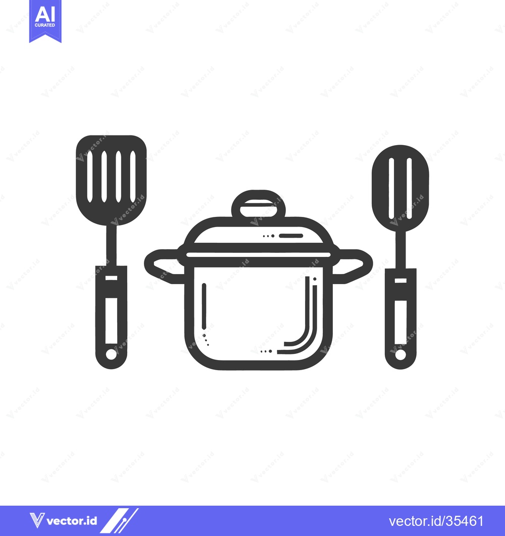 Premium Vector dari A simple illustration of cooking tools and a covered pot