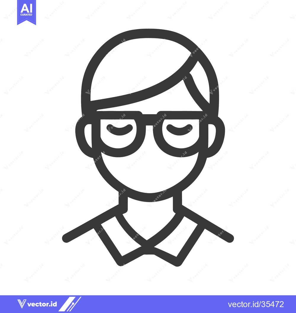 Premium Vector of A Line Art Illustration Showing a Person Wearing Eyeglasses