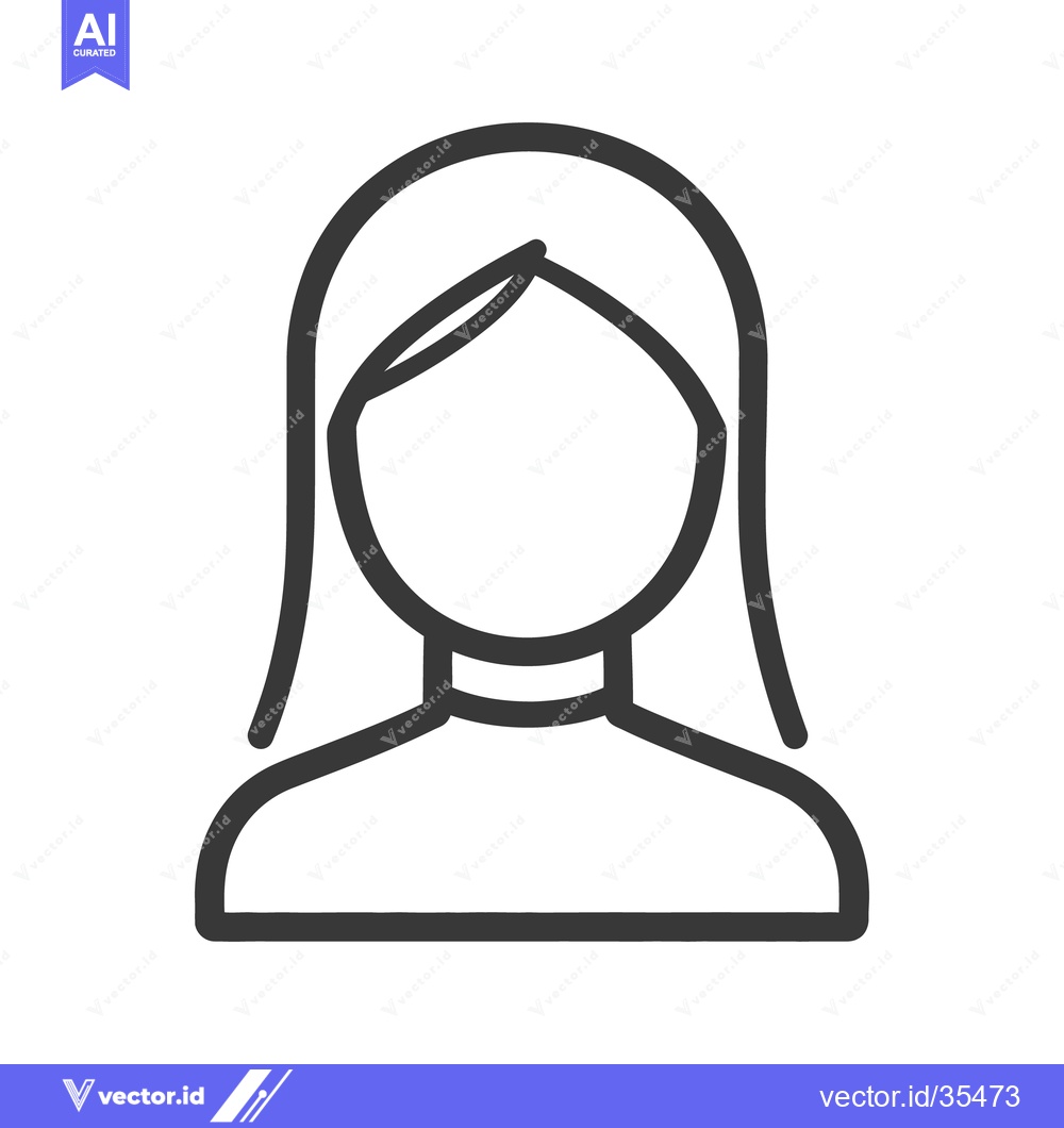 Premium Vector dari Simple line drawing representing a woman with long flowing hair