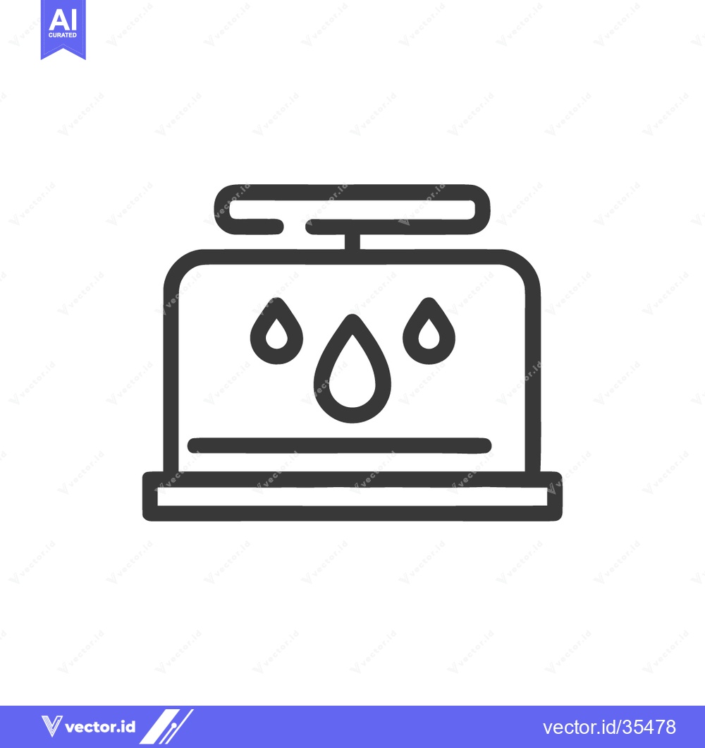 Premium Vector of Minimalist Icon of a Humidifier with Water Droplets, Clean Line Art