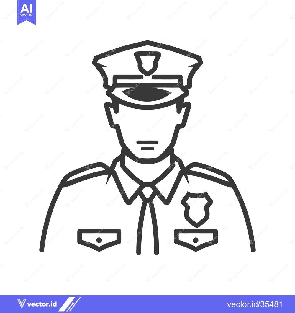 Premium Vector of A black and white stylized depiction of a police officer