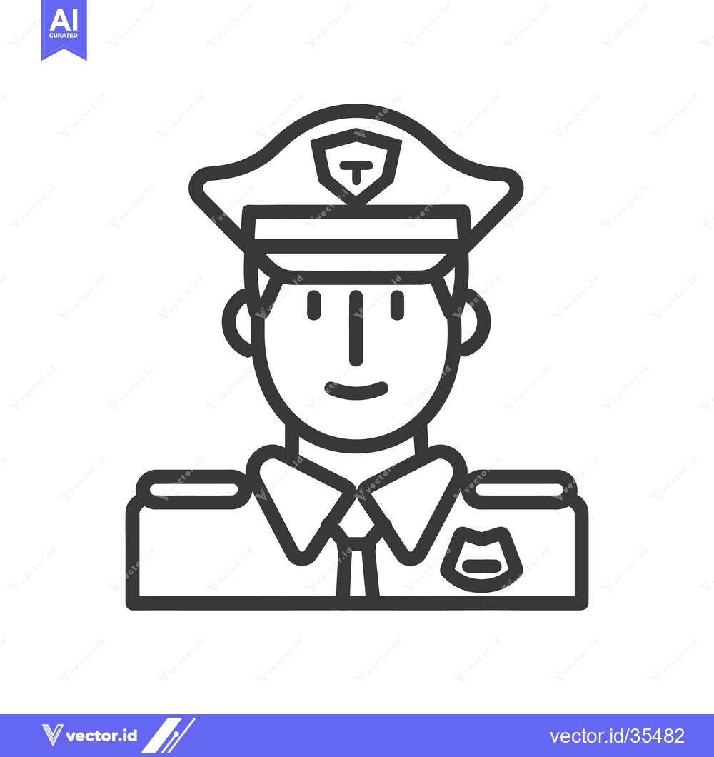 Premium Vector dari A Simple Black And White Line Drawing Of A Policeman