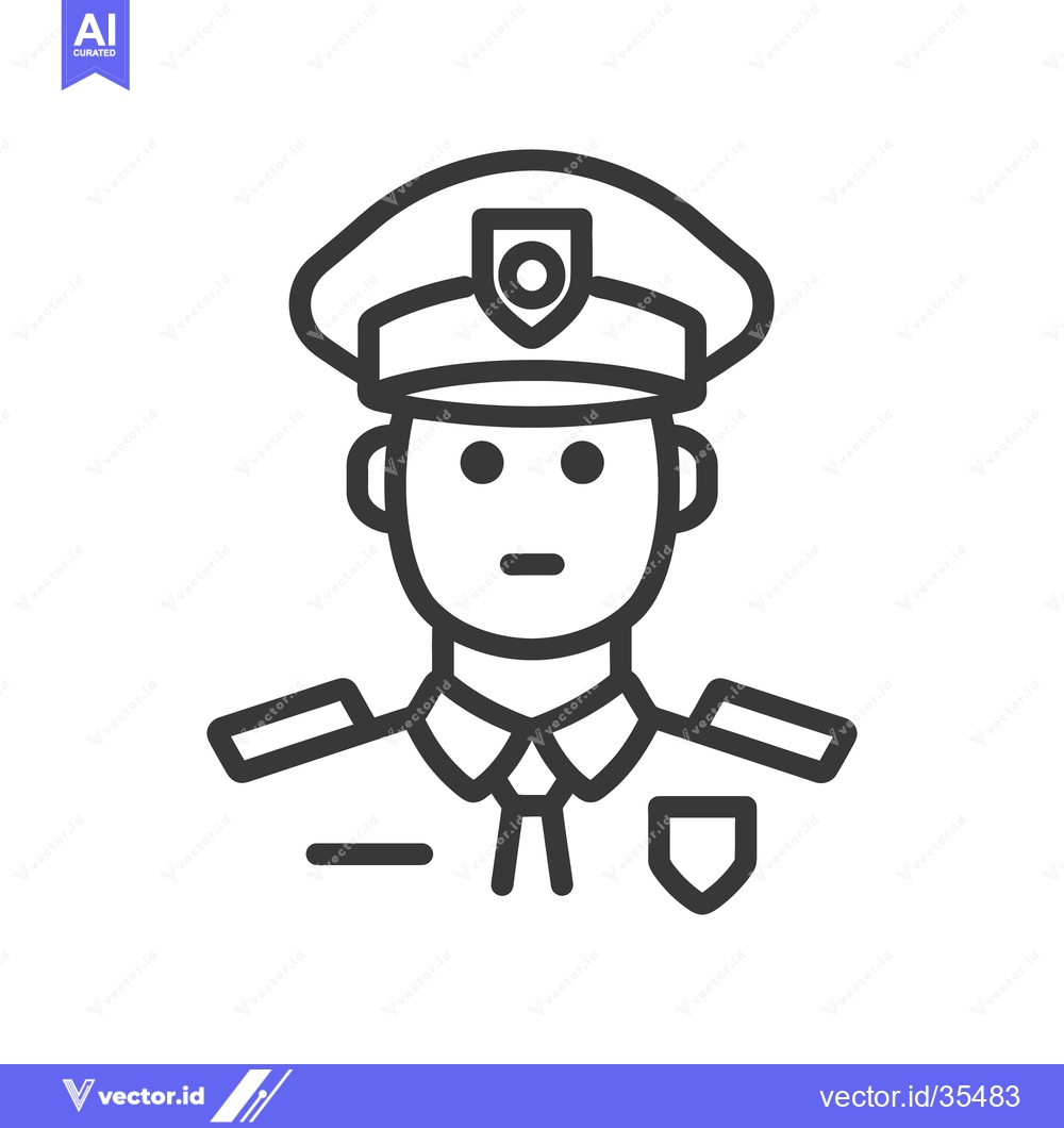 Premium Vector dari Simple black and white illustration of a police officer icon