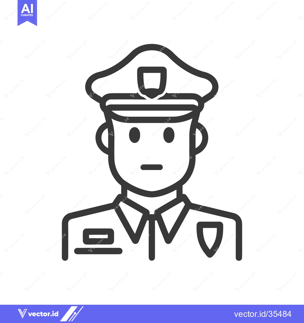 Premium Vector dari An Illustrated Policeman Wearing Uniform Standing with a Calm Expressi