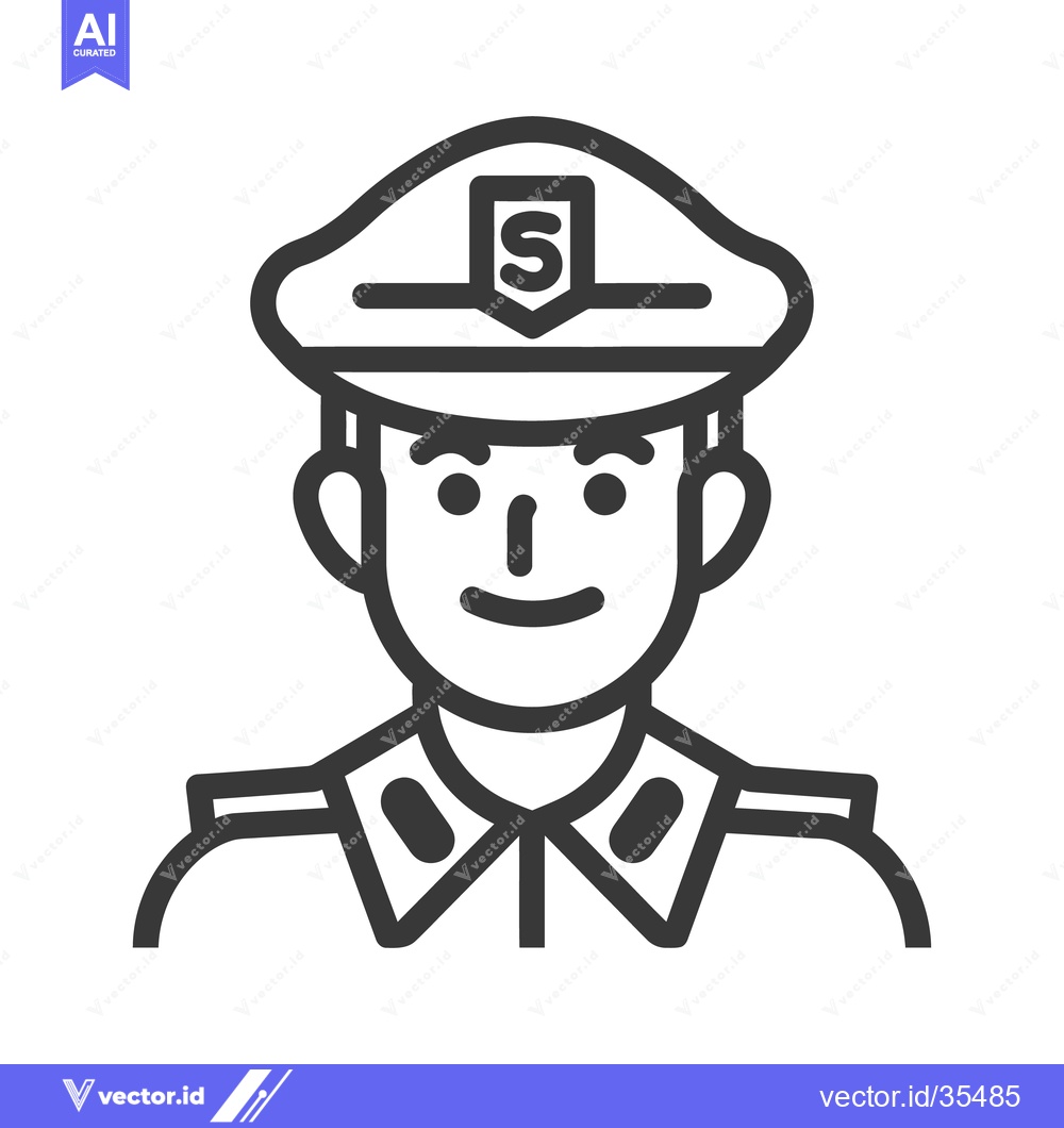 Premium Vector dari A Line Art Illustration of a Person Wearing a Uniform Hat
