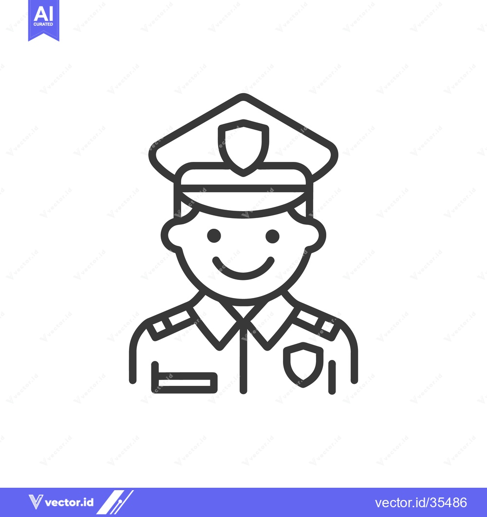 Premium Vector dari A simple smiling cartoon depiction of a law enforcement officer