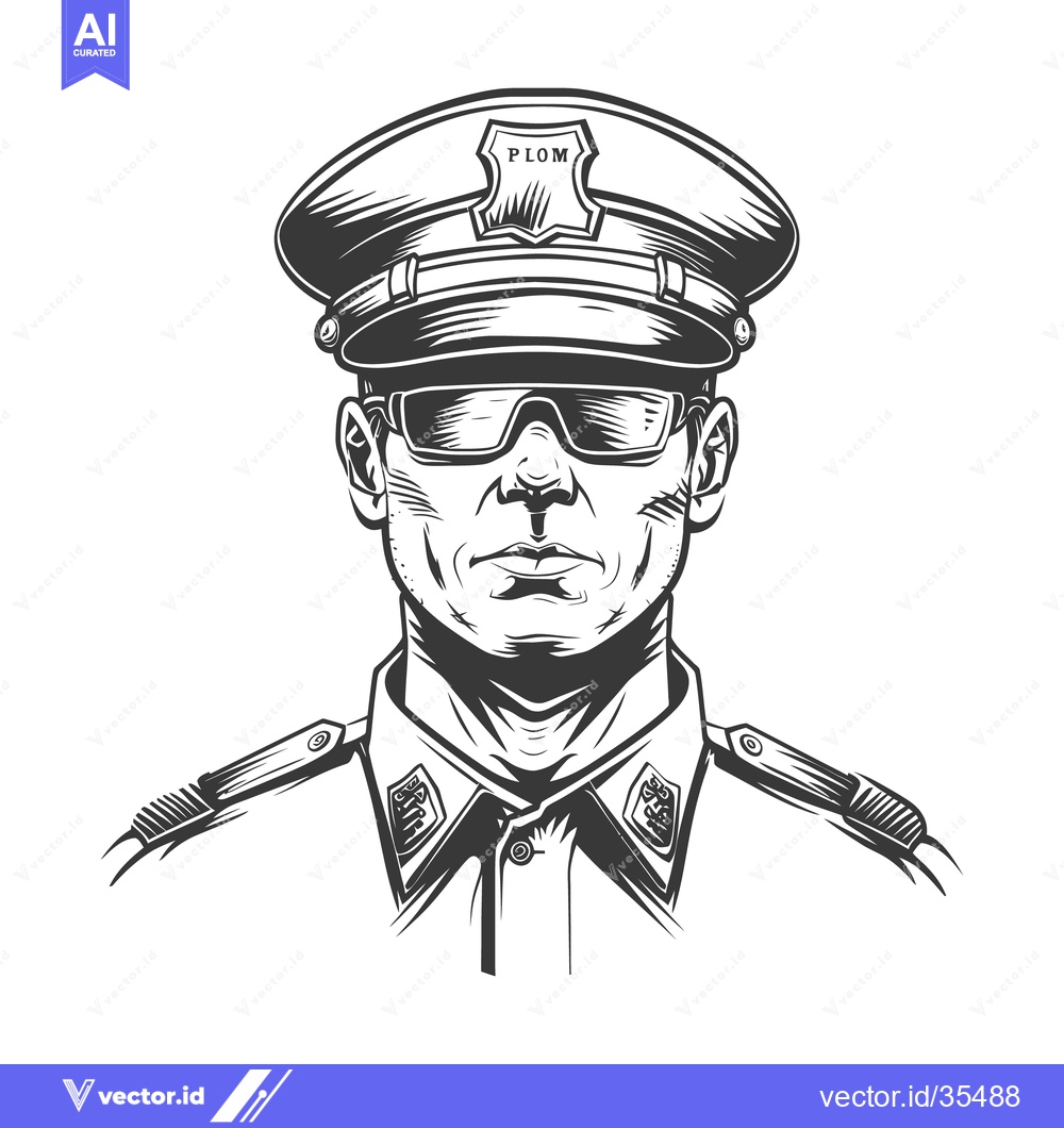 Premium Vector dari A police officer wearing sunglasses and uniform in a portrait