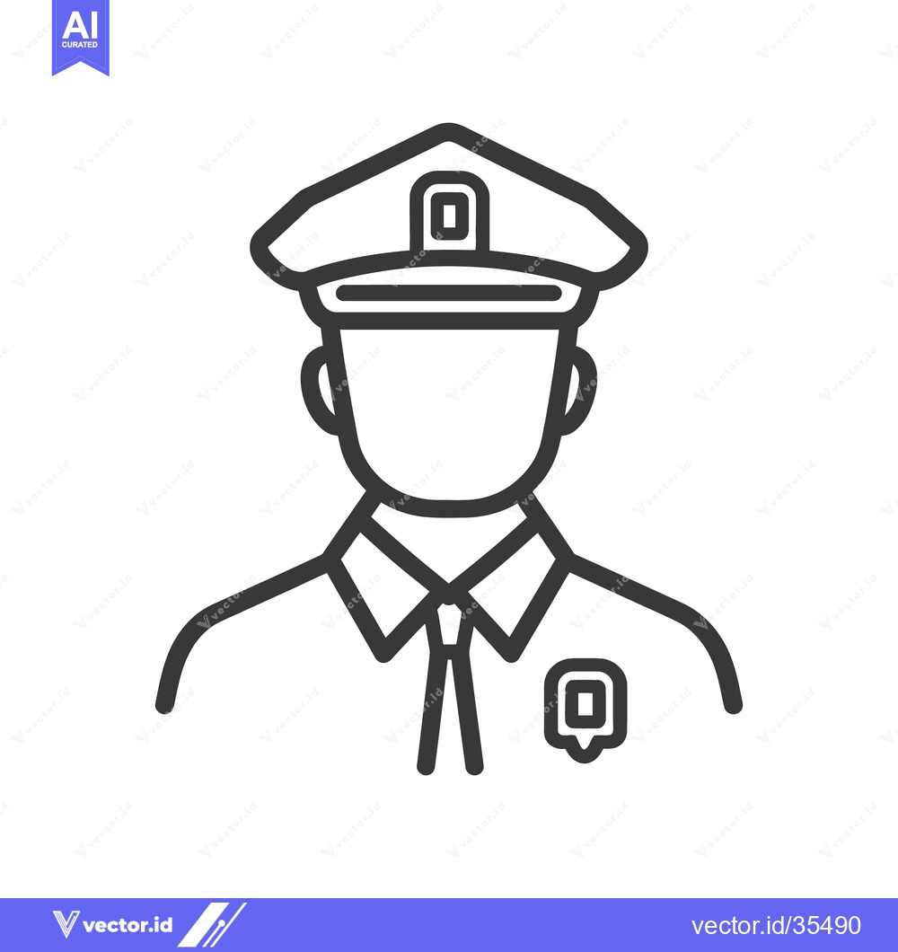 Premium Vector dari A line art image depicts a police officer wearing a uniform