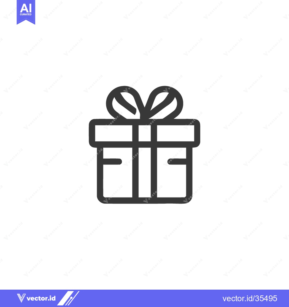 Premium Vector of Minimalist Gift Box Icon with Bow, Isolated on White Background