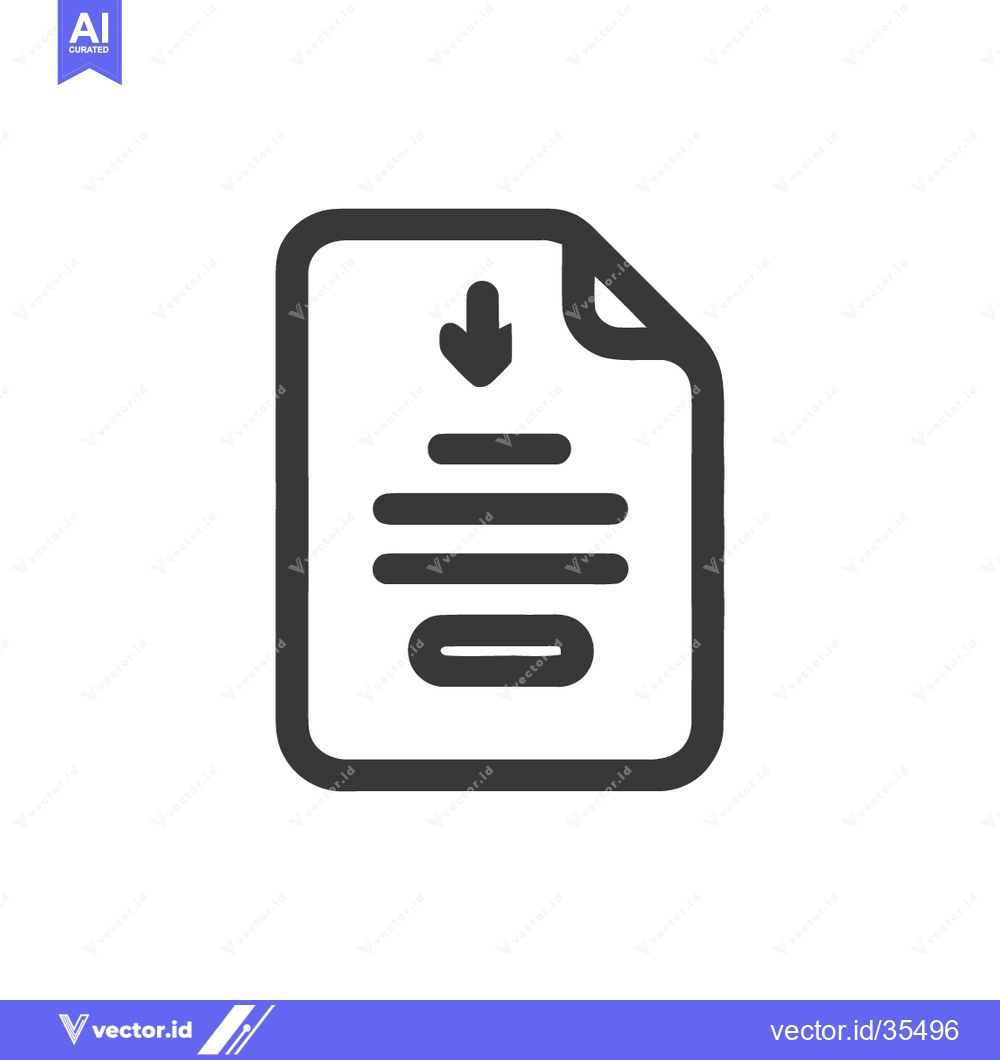 Premium Vector dari Download Document Icon: Simple Graphic with Arrow and Lines on White