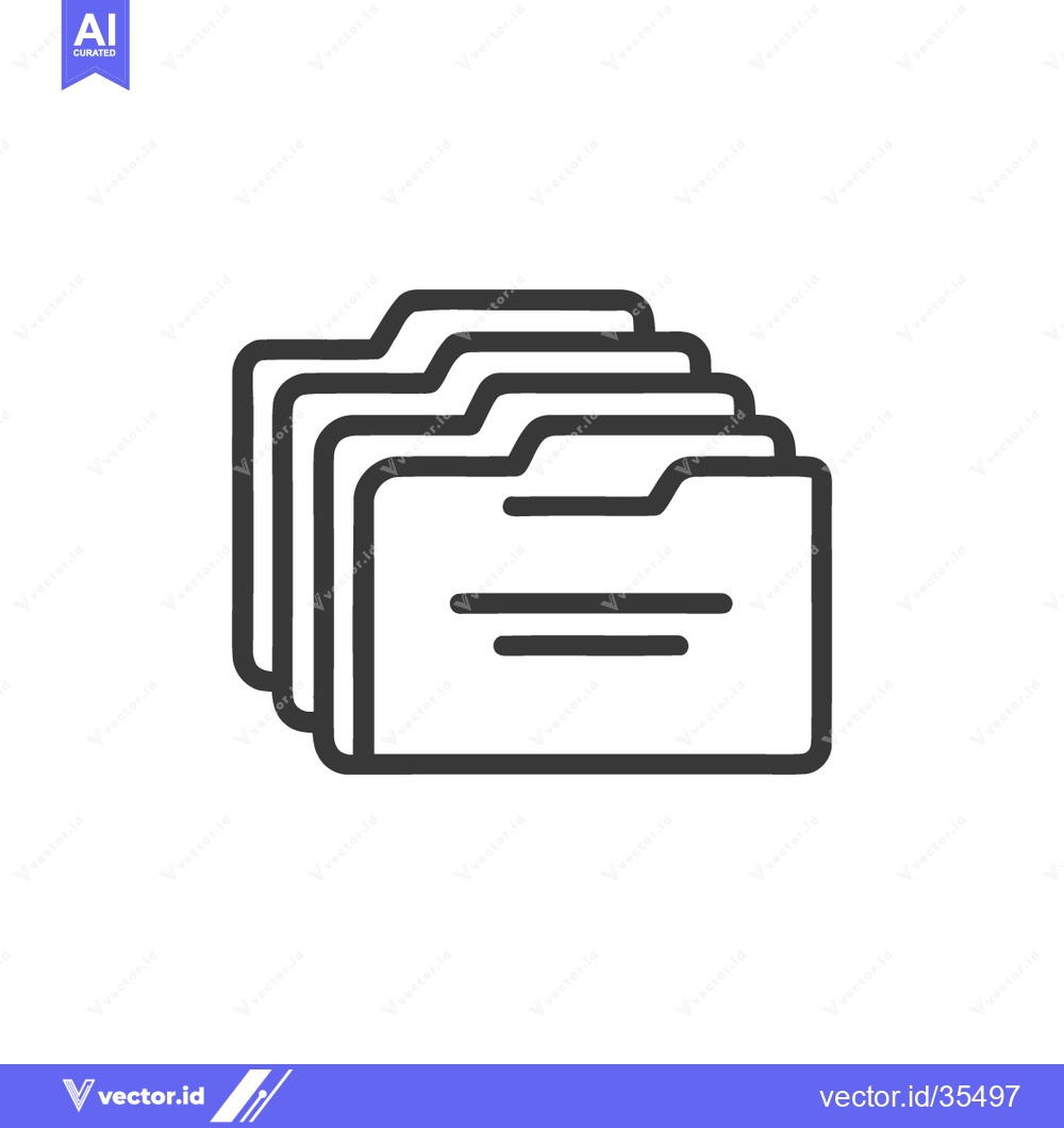 Premium Vector dari Stacked Folders Icon: Organized Data, File Management, Minimalist Desi