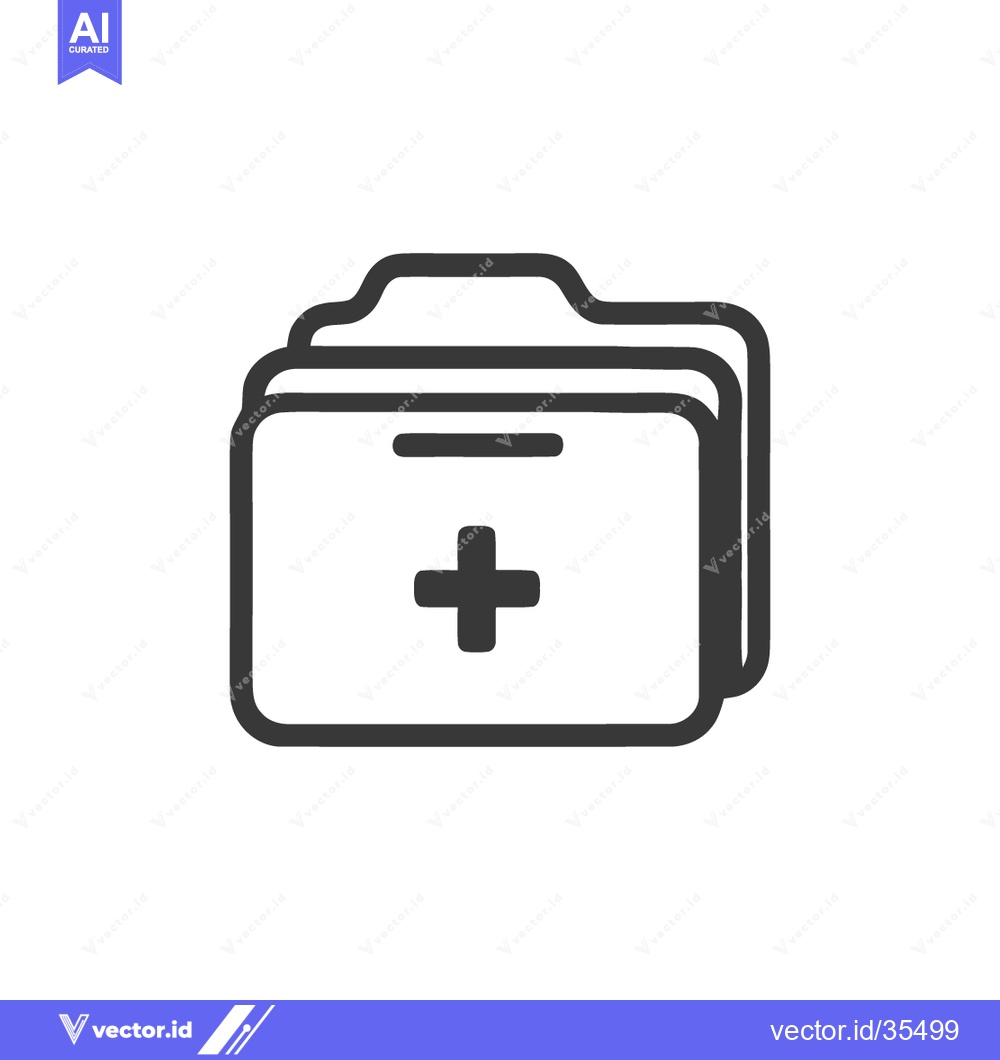 Premium Vector dari Medical Records Folder Icon with Plus Sign, Minimalist Design