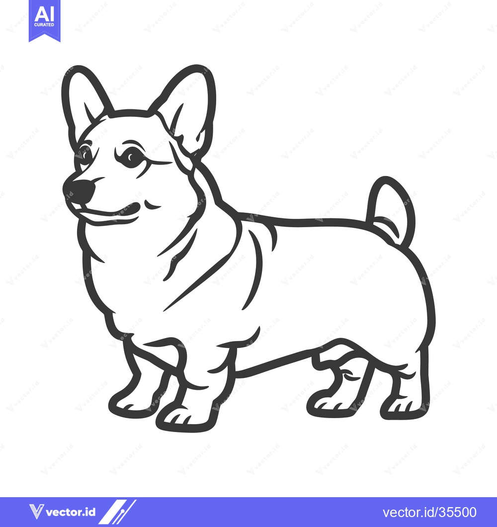 Premium Vector dari A detailed black and white vector drawing of a standing canine