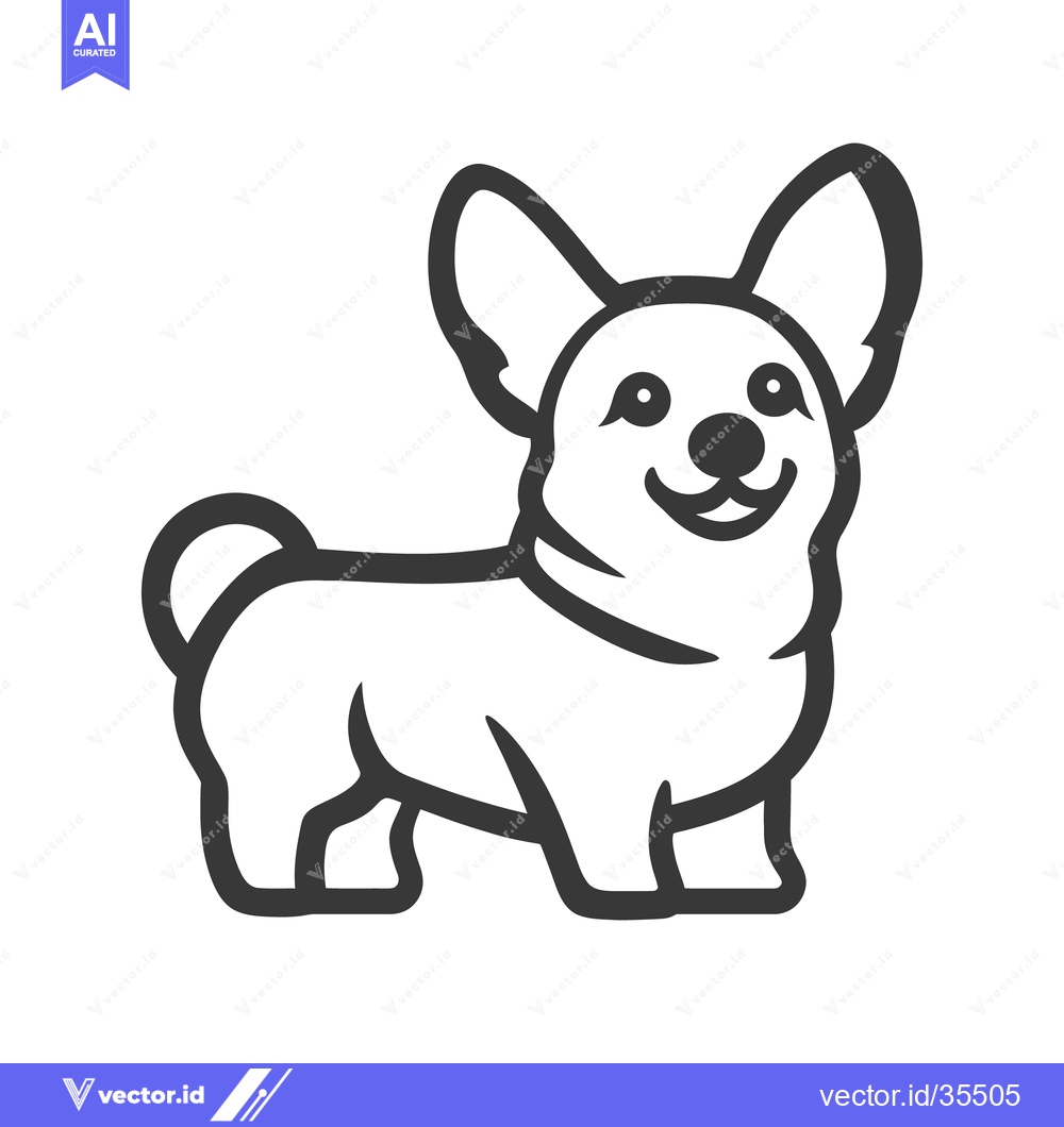 Premium Vector dari A Smiling Black And White Line Art Dog Illustration