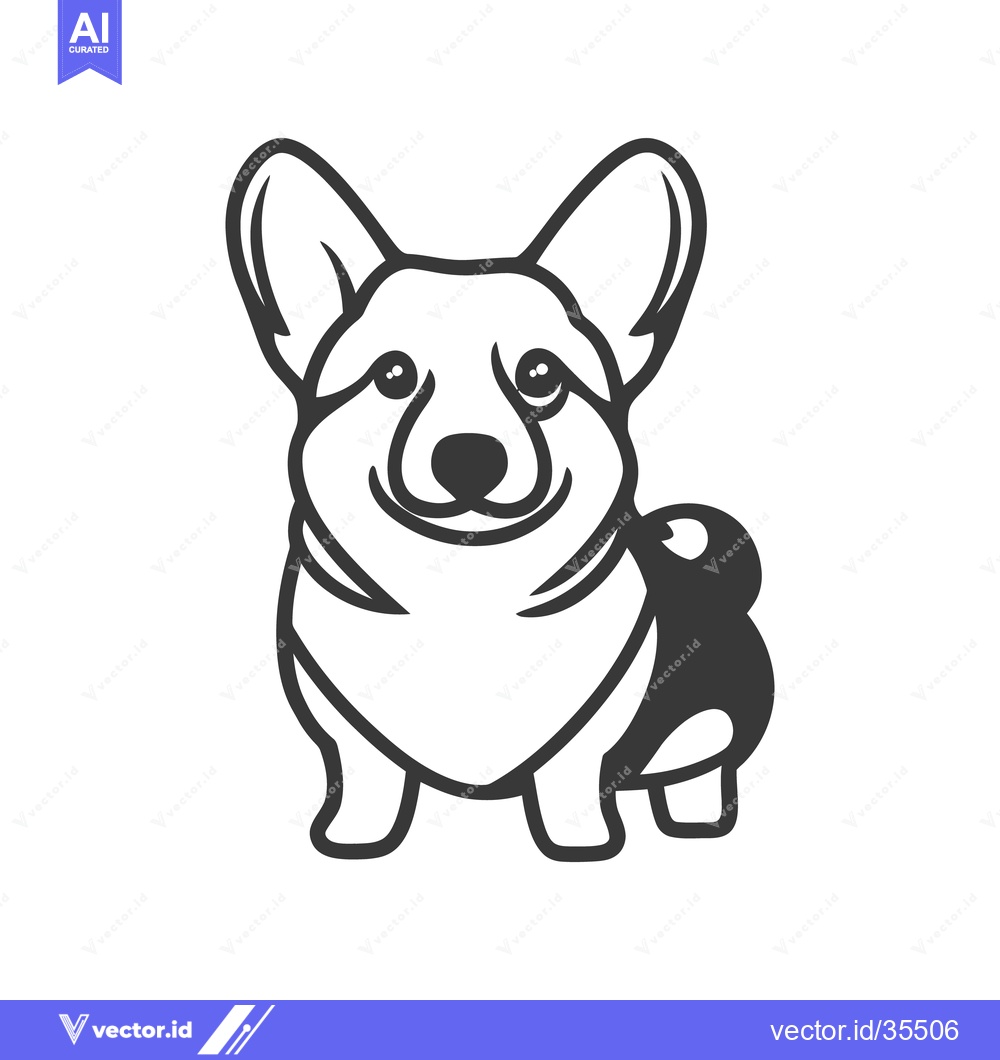 Premium Vector of A stylized illustration depicting a smiling short legged dog