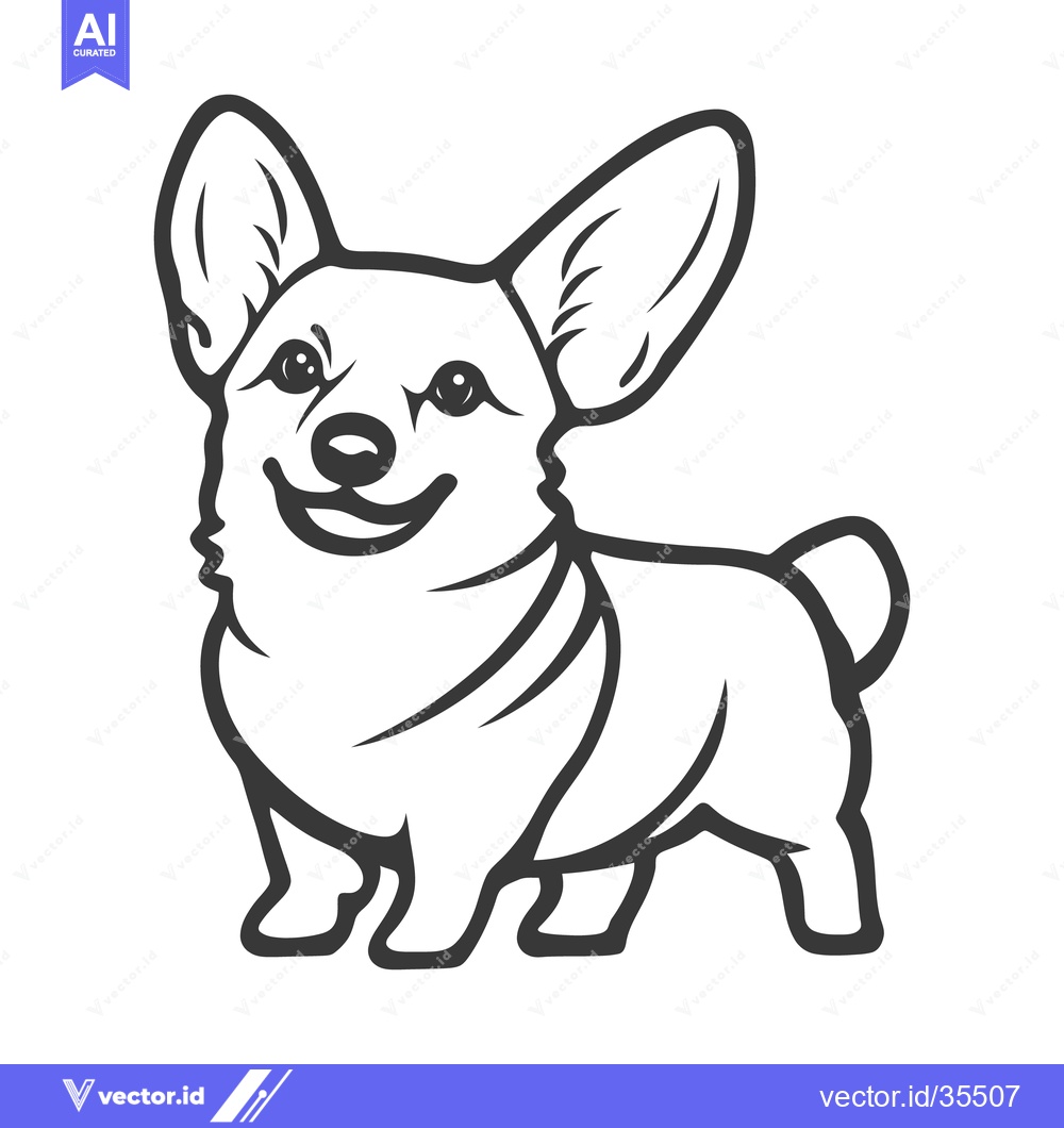 Premium Vector dari A happy looking smiling dog stands proudly in black and white