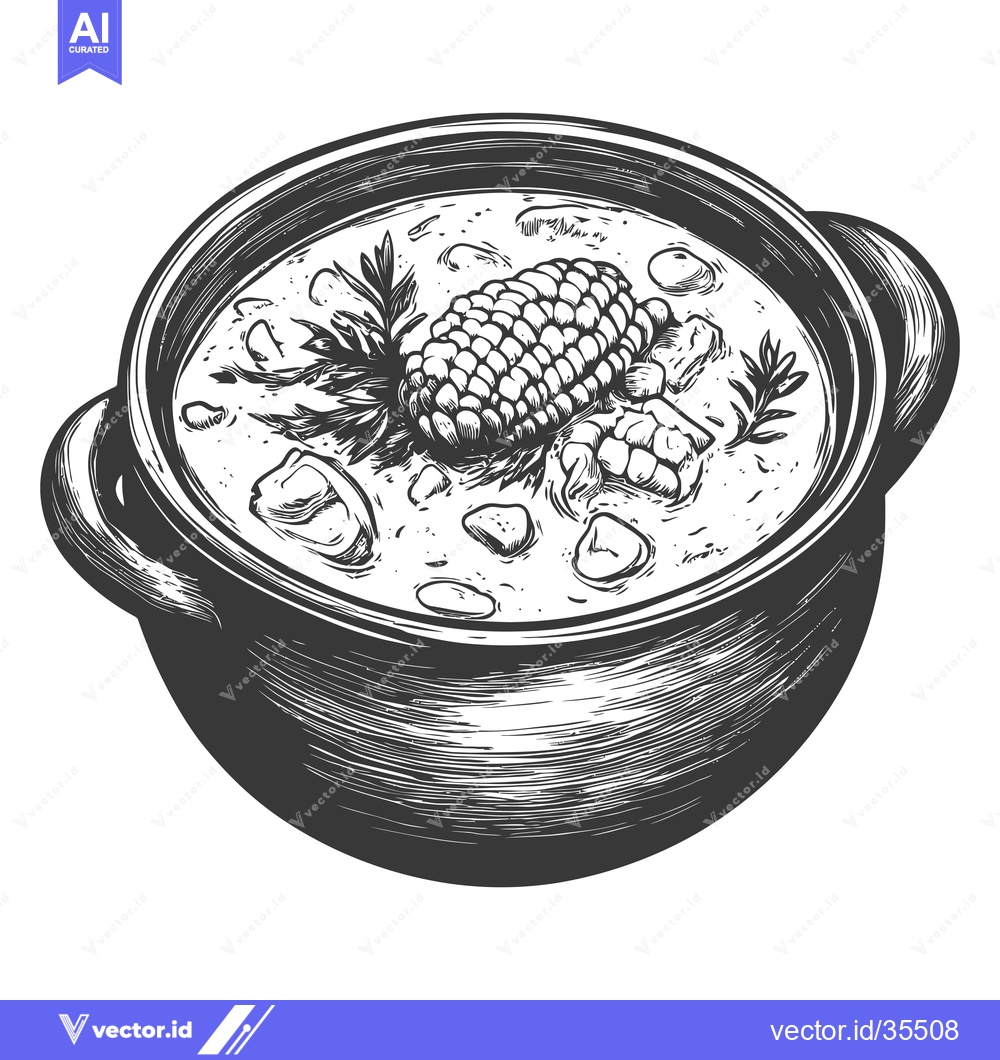 Premium Vector dari Delicious Corn Chowder in a Rustic Pot