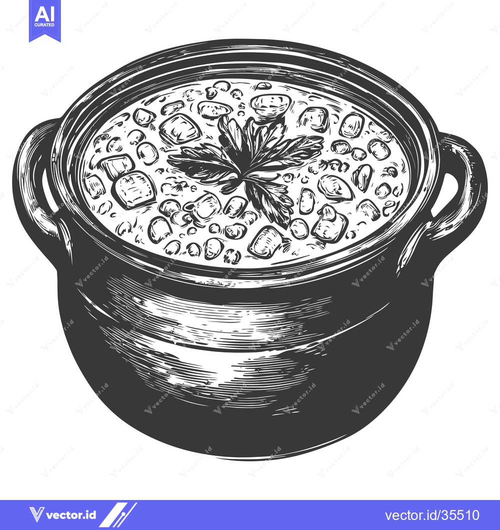 Premium Vector dari Delicious Stew in a Rustic Earthenware Pot