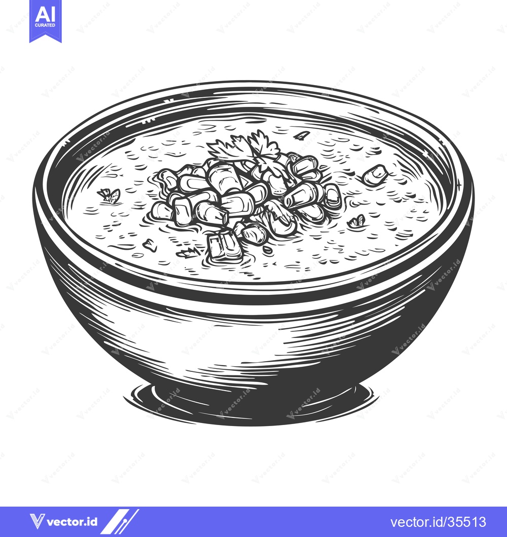 Premium Vector dari A Bowl of Hearty Soup with Corn Topping