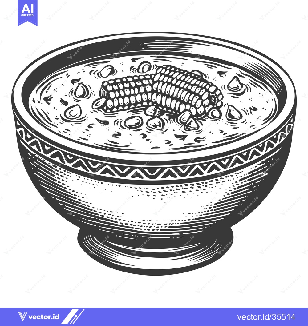 Premium Vector dari A Bowl of Corn Chowder Soup with Corn Kernels