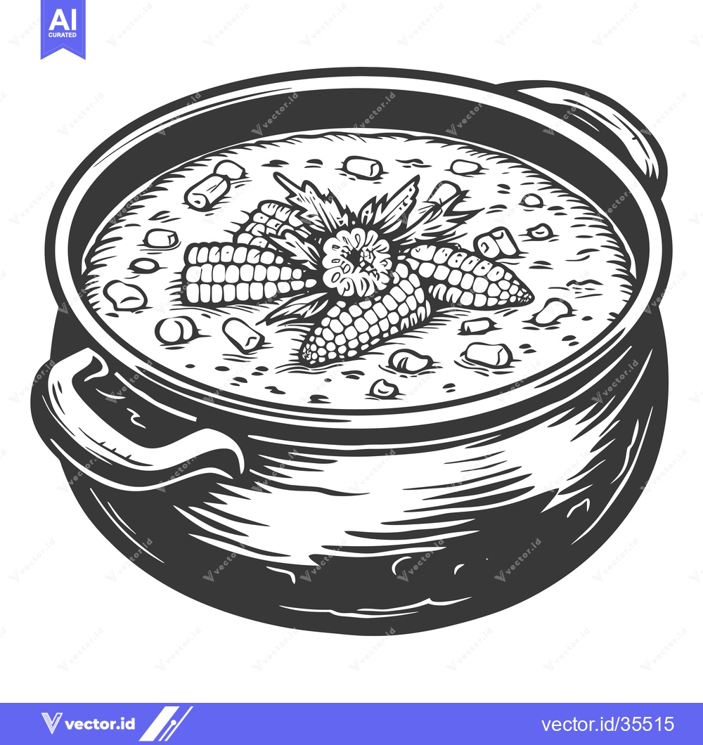 Premium Vector dari Delicious Corn Chowder in a Rustic Pot