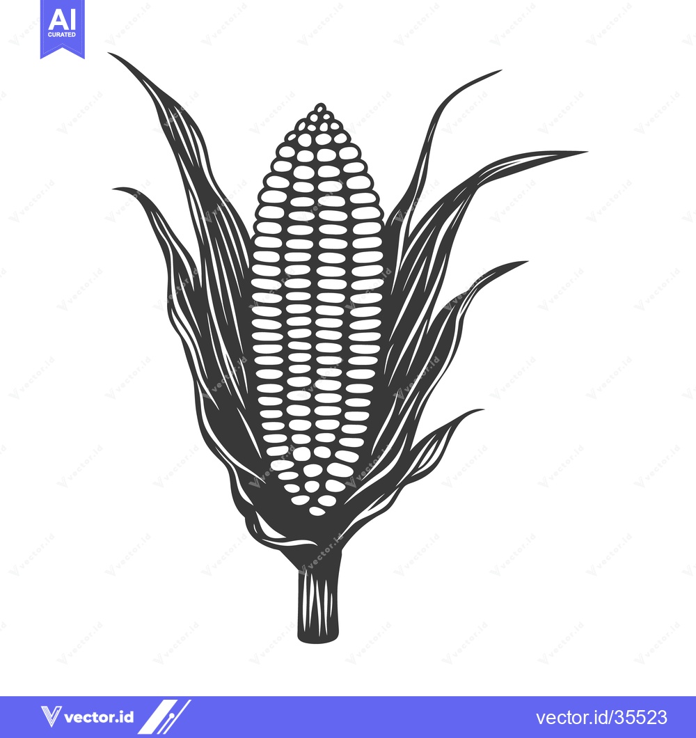 Premium Vector dari An illustrated monochrome depiction of a corn stalk