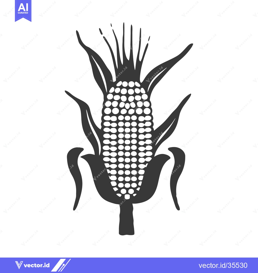 Premium Vector dari A stylized black and white image of an ear of corn