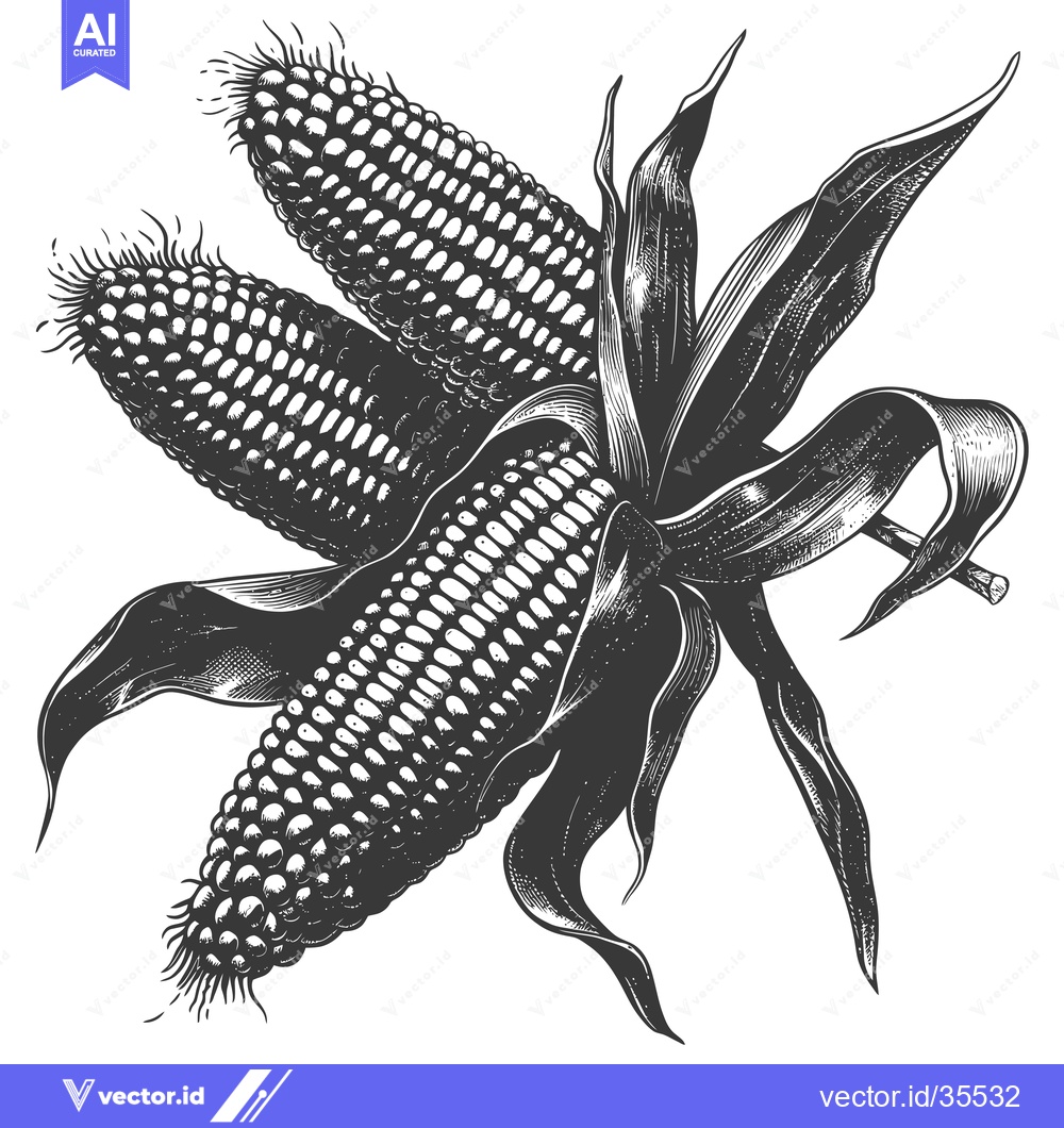 Premium Vector dari Three Ears Of Corn On The Cob With Husks