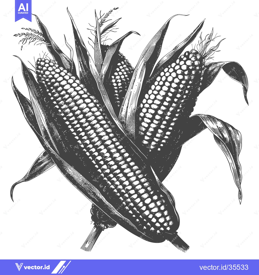 Premium Vector of Detailed Illustration Of Three Ears Of Corn On The Cob
