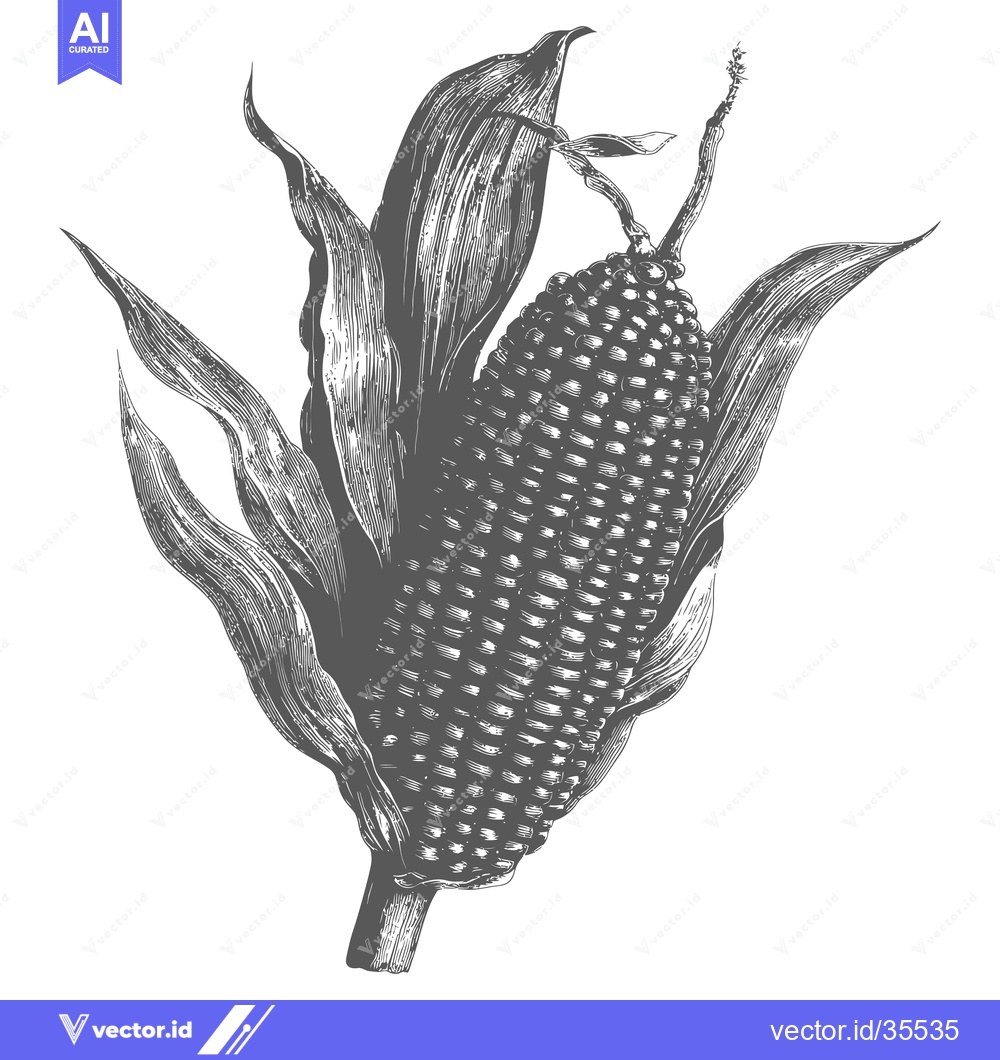 Premium Vector dari Detailed Engraving of an Ear of Corn in Husk