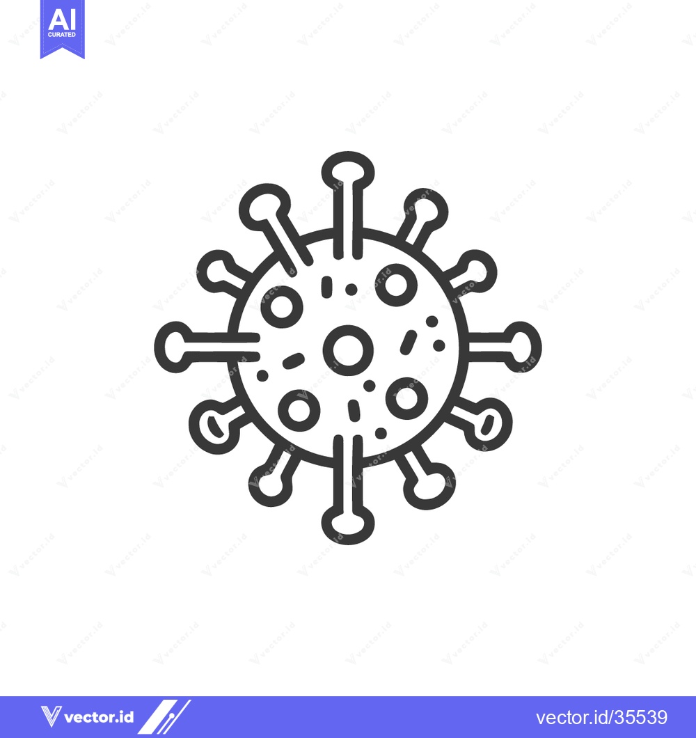 Premium Vector dari Coronavirus Line Icon: Detailed Vector Illustration of COVID-19 Struct