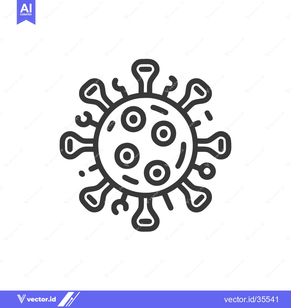 Premium Vector dari Coronavirus Line Icon: Detailed Vector Illustration of Viral Structure