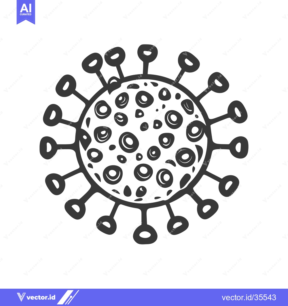Premium Vector dari A simple black and white drawing depicting a microscopic virus