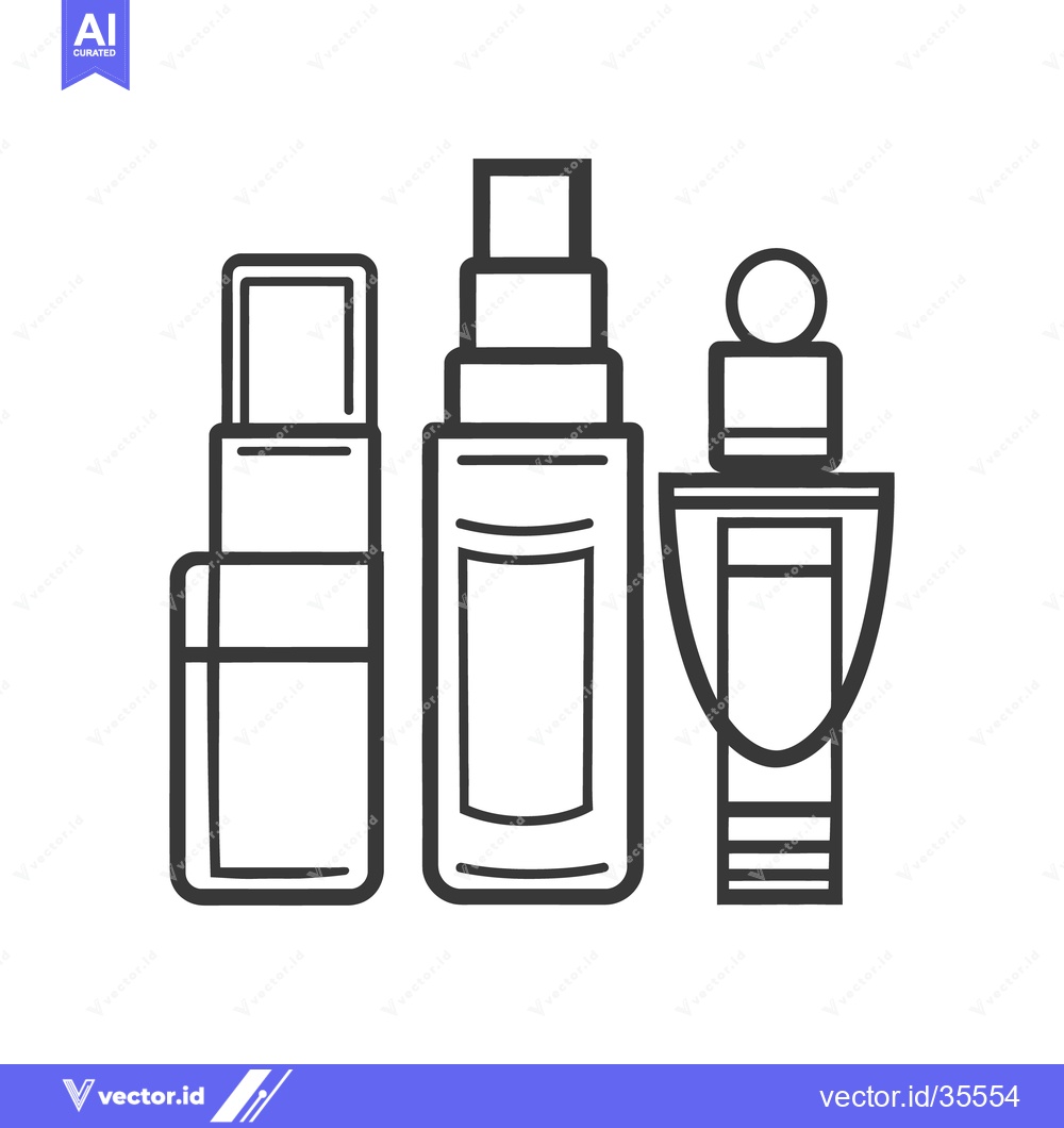 Premium Vector dari Three illustrated cosmetic bottles displayed in a black and white outl