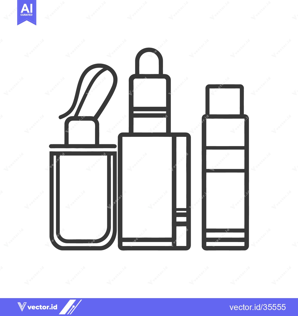 Premium Vector of A line art image of cosmetics in various container shapes