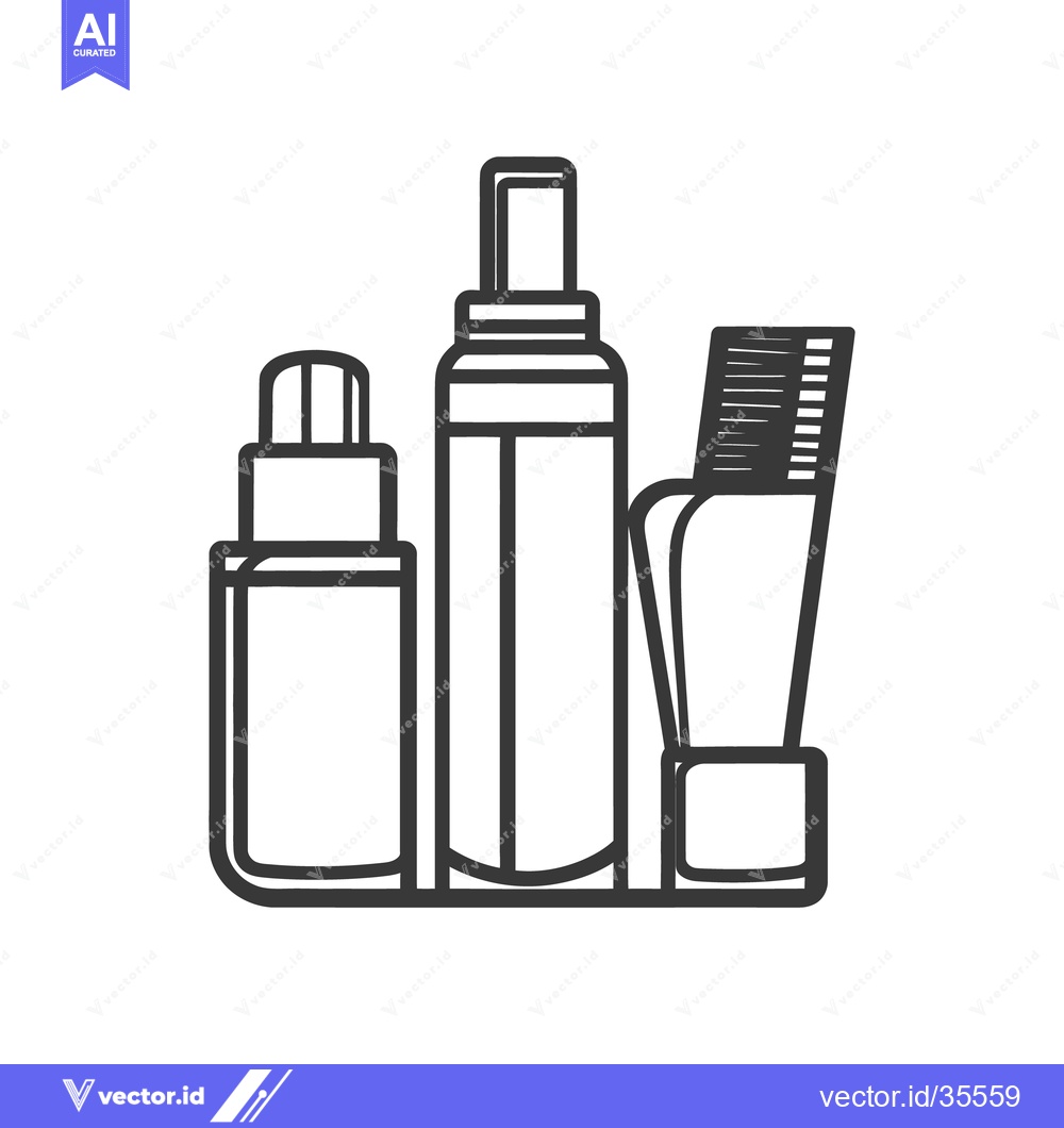 Premium Vector of Outline illustration showcasing personal care cosmetics and applicatio