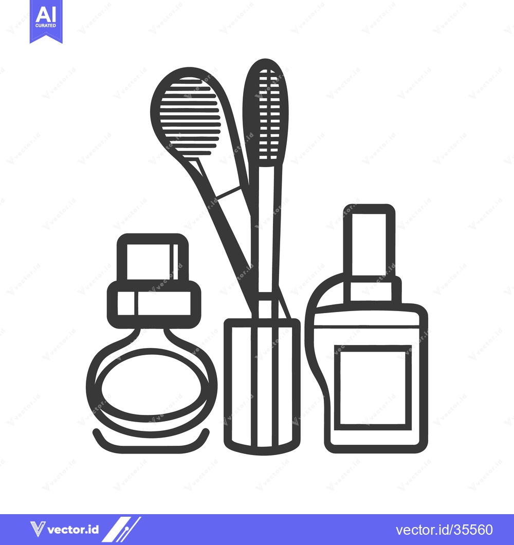 Premium Vector dari Illustration featuring beauty tools and containers in a minimalist sty