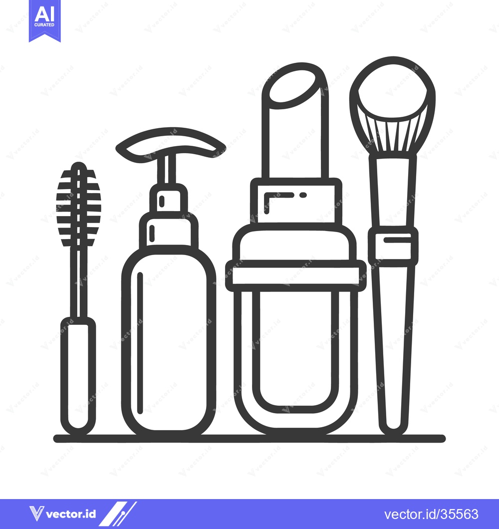 Premium Vector of Simple vector outline illustration of cosmetics and beauty tools