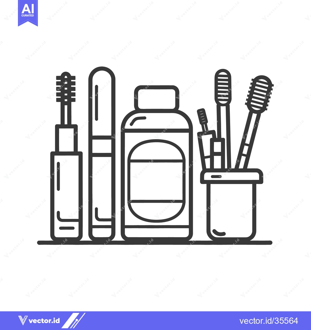 Premium Vector dari Various beauty products and tools are arranged in a row together