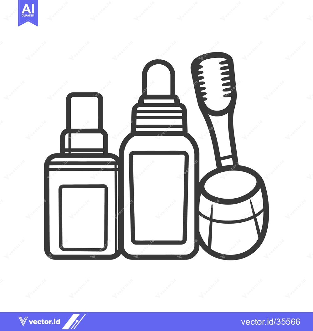 Premium Vector dari Various cosmetic products and tools displayed in a simple black and wh
