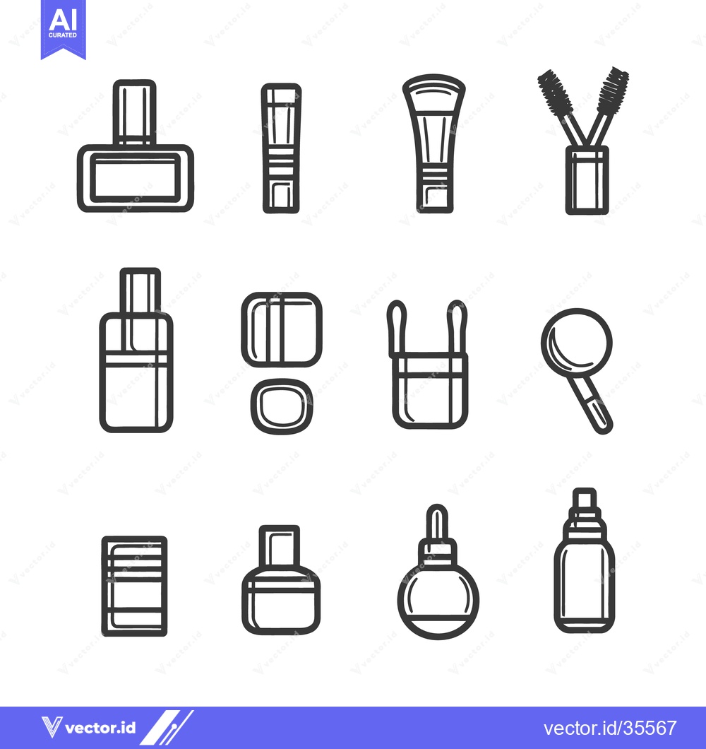 Premium Vector dari Outlined illustrations depicting cosmetics and beauty related accessor